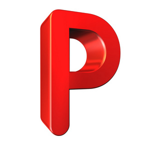 红色 3d 字母 P 独立白色背景