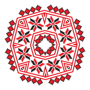 民族饰品曼陀罗几何图案中的红色