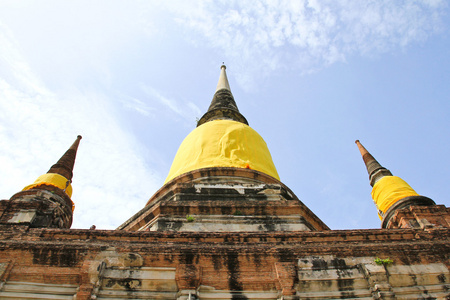 老的寺庙建筑 扫管笏艾 Chai Mongkol 在大城府，临屋区