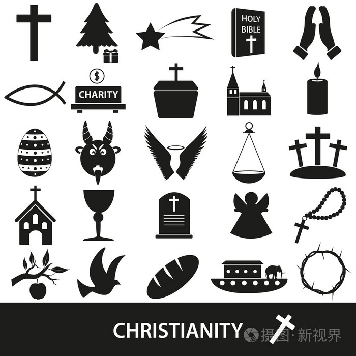 基督教的宗教符号向量组的图标 eps10