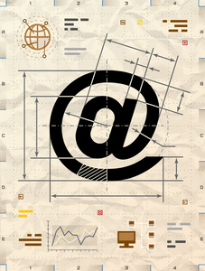 电子邮件符号作为技术图纸