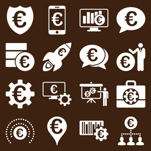 欧元银行业务和服务工具图标图片