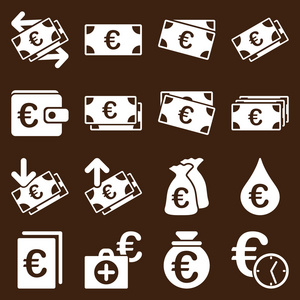 欧元银行业务和服务工具图标图片