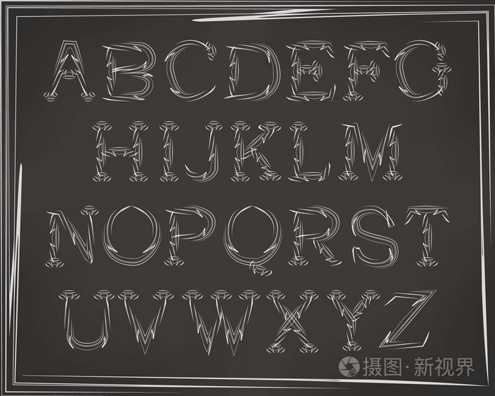英语字母表草书插画 正版商用图片1jndw8 摄图新视界