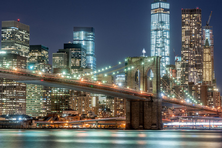 布鲁克林大桥和暮光之城纽约城市中心