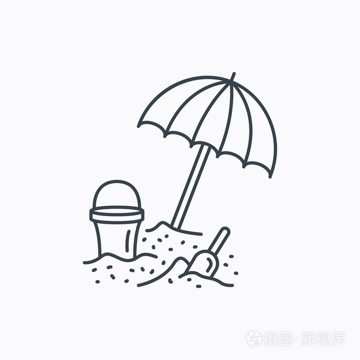 沙滩伞在砂图标.电铲铲斗插画-正版商用图片1jng5v-摄图新视界