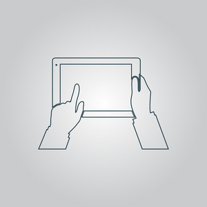 平板电脑在人类手中。平面样式矢量图