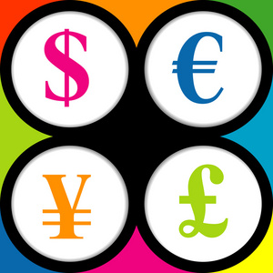 美元 欧元 英镑和日元的货币符号