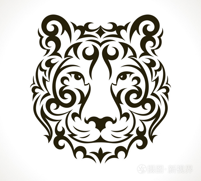 老虎矢量纹身图