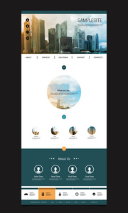 一页网站模板，城市景观天际线图像标题ba