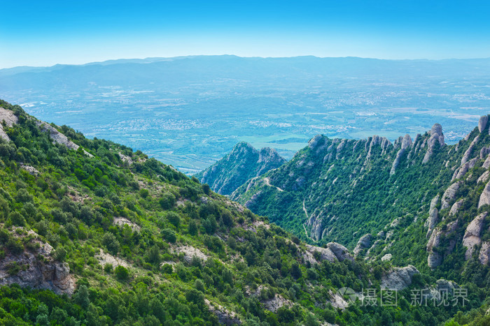 Montserratt 山，加泰罗尼亚，西班牙的视图