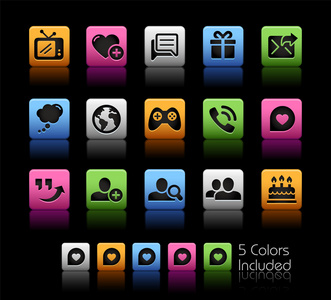 社会通信图标   颜色框系列