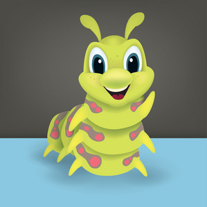 可爱卡通快乐绿毛虫照片