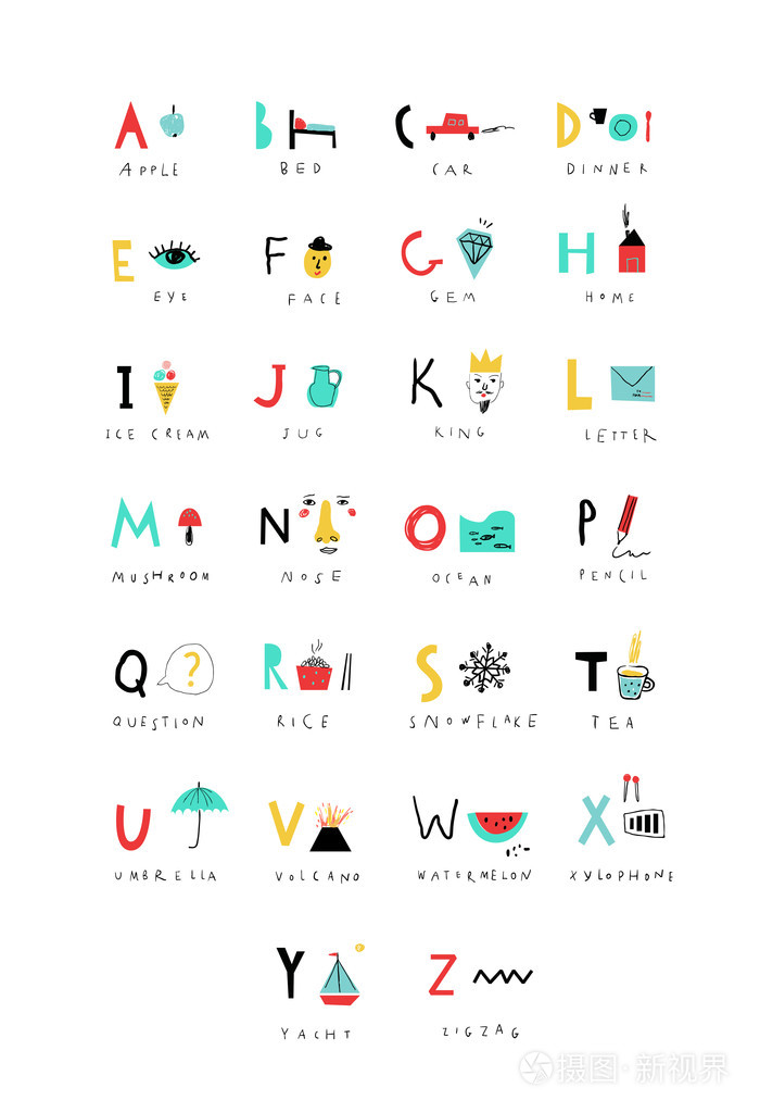 可爱的字母.字母和单词