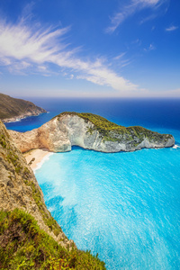 navagio 海滩上希腊扎金索斯岛