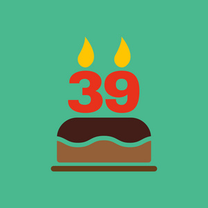 生日蛋糕蜡烛数 39 图标的形式.生日的符号.单位照片