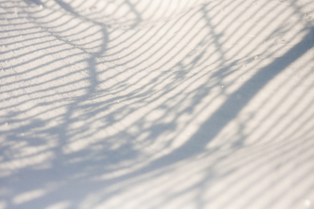 雪纹理与阴影从栅栏的条纹
