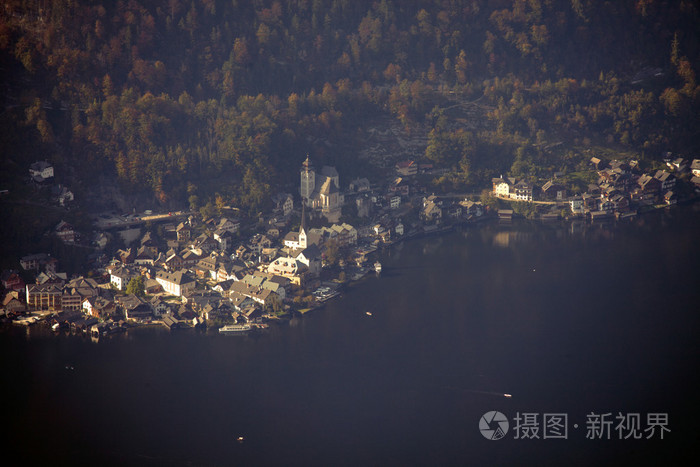 哈尔施塔特，湖和镇，萨尔茨，奥地利的鸟瞰图