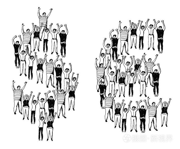 人群中赚的钱的符号插画-正版商用图片1jp7kh-摄图新视界