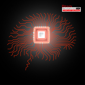 脑。Cpu。微处理器。电路板。抽象的技术背景。矢量图。Eps 10