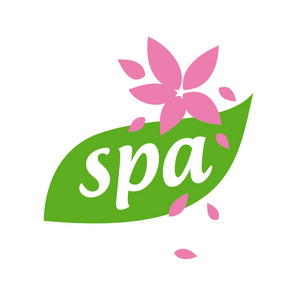 矢量标志绿色叶和花的 spa 沙龙