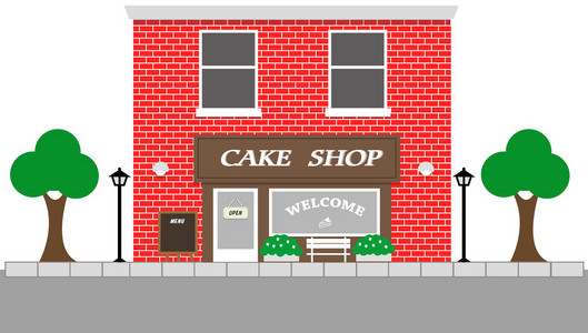 复古街景与蛋糕店图片