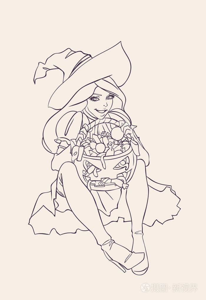 万圣节女巫卡通