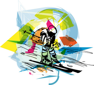 滑雪的素描图