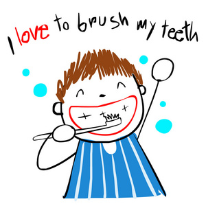 孩子爱刷牙齿矢量图图片