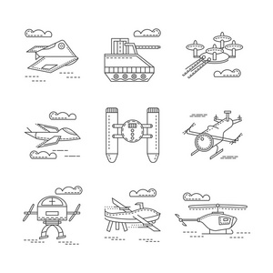 军用无人机抽象矢量图标