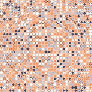 矢量抽象背景。由排列在橙色背景上的几何元素组成。元素有一个圆形的形状和不同的颜色。丰富多彩的马赛克背景