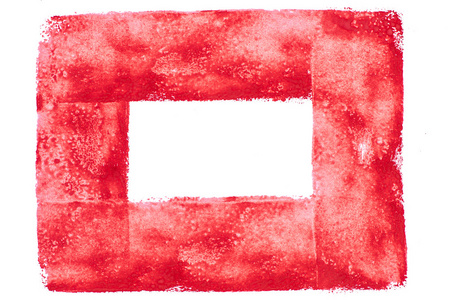 画框架在白色背景上的红色水彩