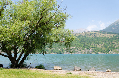 夏日风景与山下湖