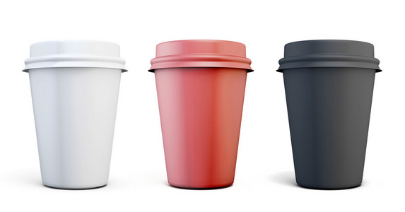 不同颜色的塑料咖啡杯子一套