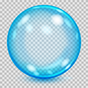 大蓝色透明玻璃球体。只有在向量中的透明度