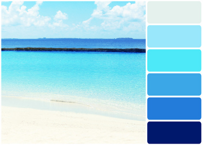 度假村海洋美丽的蓝色海洋水在度假村和颜色的调色板中的视图照片