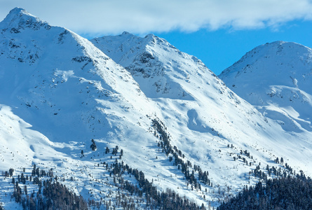 冬山景观。Kappl 的滑雪胜地奥地利