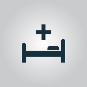 医院的病床上和十字架，矢量图标