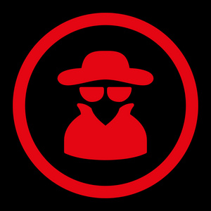 间谍平面红色圆形矢量图标照片