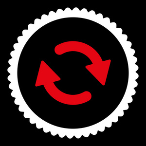 刷新平面红色和白色圆形邮票图标