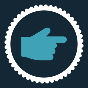 蓝色的索引索引手指平面蓝色和白色圆形邮票图标照片