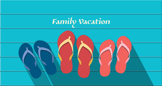 暑假矢量插图平面设计家庭凉鞋