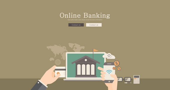 传统和现代设计的网上银行概念图