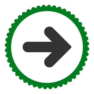 箭头键向右平绿色和灰色颜色圆戳图标