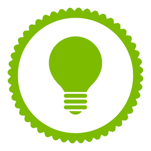 电动灯泡扁平生态绿色圆形邮票图标