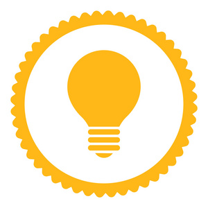 电的灯泡平黄颜色圆戳图标