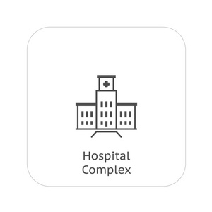 医院复杂的图标。平面设计