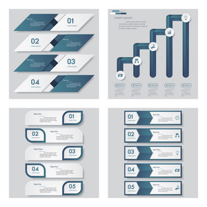 4 蓝色模板图形或网站布局的集合