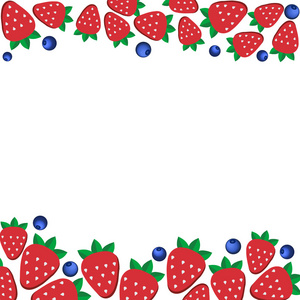 背景新鲜草莓和蓝莓的扁平风格。