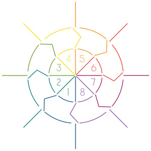 色彩缤纷的信息图表圆线 8 职位
